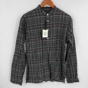 ORIGINAL MADRAS TRADING COMPANYMens Plaid Band Collar LongSleeve ButtonUp Size S